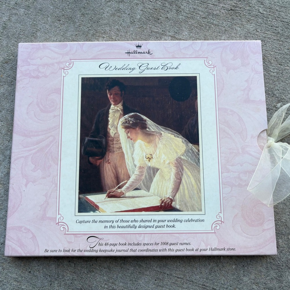 Hallmark Wedding Guest Book Pink Damask Fine Art Signing the Register WCA2403